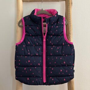 Baby Gap Pink and Navy Heart Puffer Vest